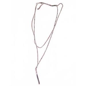 Delicate Jenny Bird Silver Tone Long Chain Necklace with Bar Pendant